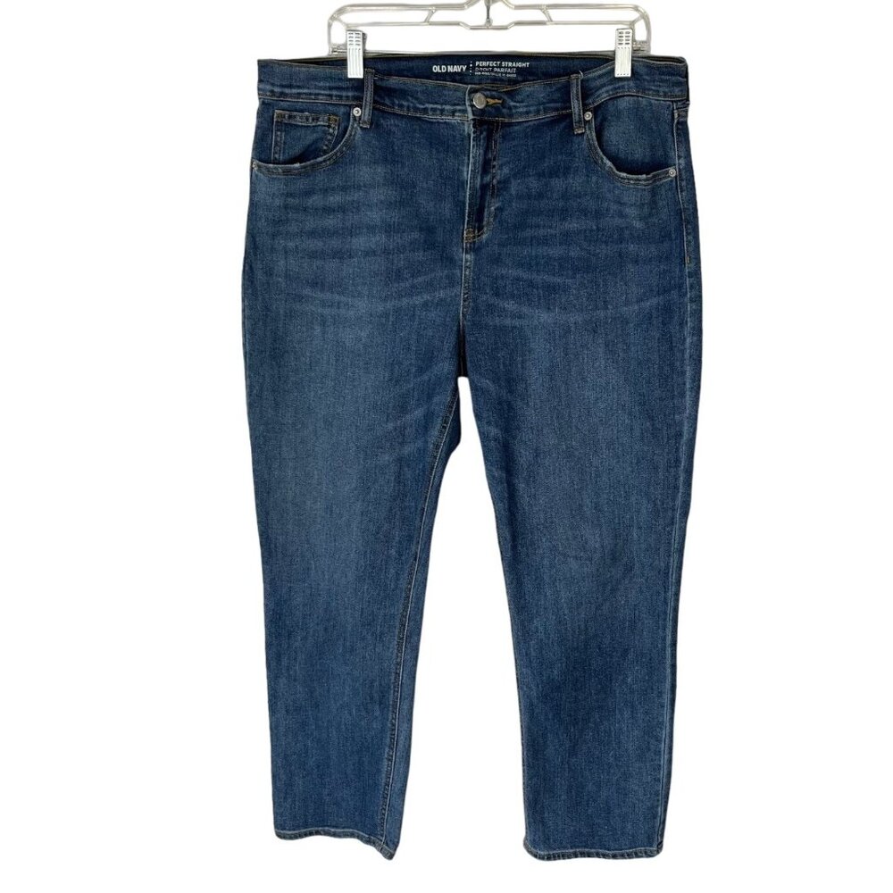 Old Navy Jeans Perfect Straight Blue‎ Bell Womens 18 M Medium Wash